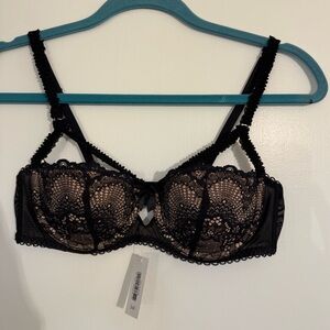 Elegant Black Lace Bra & Panties (34B, Small Panty)